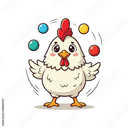 Cute Chicken Hen Standing Cartoon Vector Icon Illustration Animal Nature Icon Isolated Flat Vector