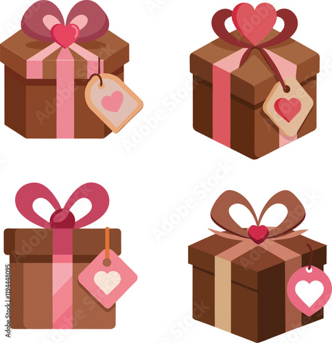 set of valentine gift boxes