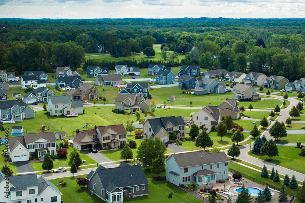 Φωτογραφία View from above of residential houses in living area in Rochester, NY