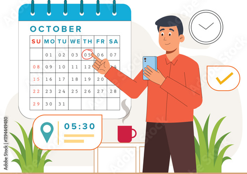 An organized illustration with a clear calendar and clock, designed to emphasize the importance of timely appointments and effective scheduling.