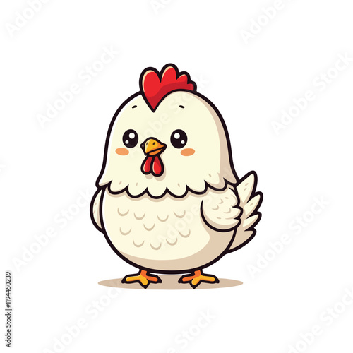 Cute Chicken Hen Standing Cartoon Vector Icon Illustration Animal Nature Icon Isolated Flat Vector