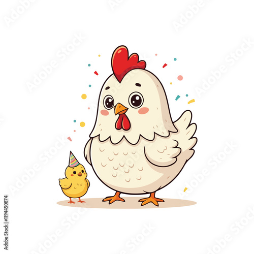 Cute Chicken Hen Standing Cartoon Vector Icon Illustration Animal Nature Icon Isolated Flat Vector