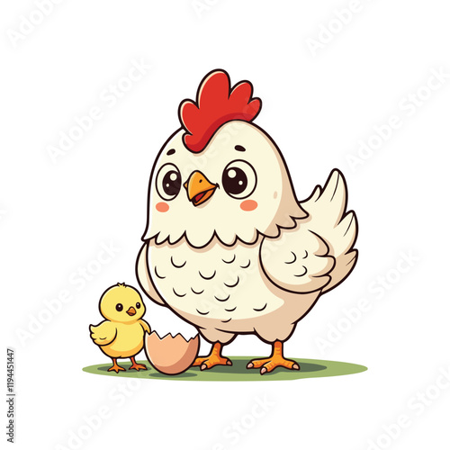Cute Chicken Hen Standing Cartoon Vector Icon Illustration Animal Nature Icon Isolated Flat Vector