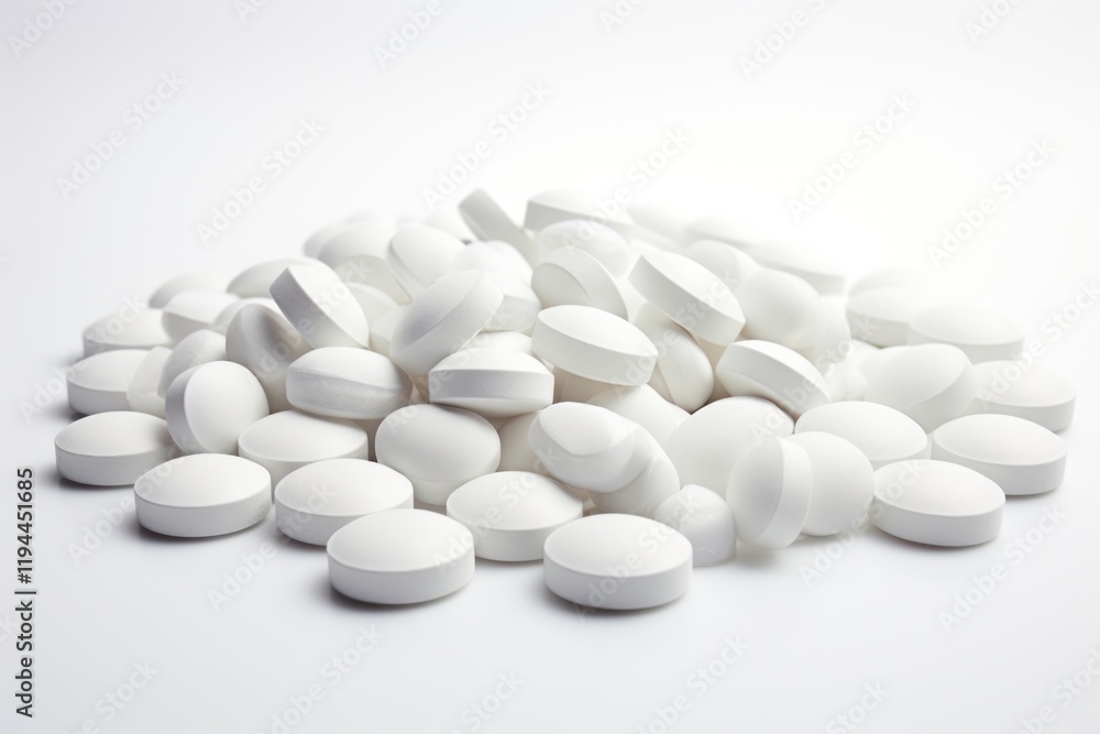 White round pills white background medication abundance. White round pills white background medication abundance.