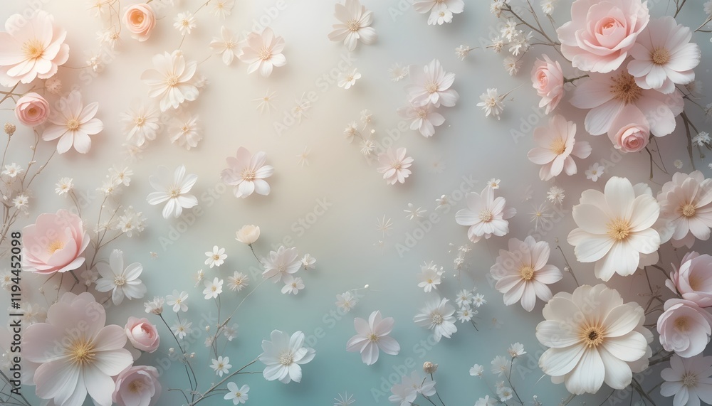Abstract floral patterns with pastel petals and soft gradients. Banner for spring ads, wedding posters, and feminine themes. Abstract floral patterns with pastel petals and soft gradients. Banner for spring ads, wedding posters, and feminine themes.