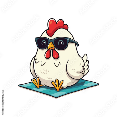 Cute Chicken Hen Standing Cartoon Vector Icon Illustration Animal Nature Icon Isolated Flat Vector