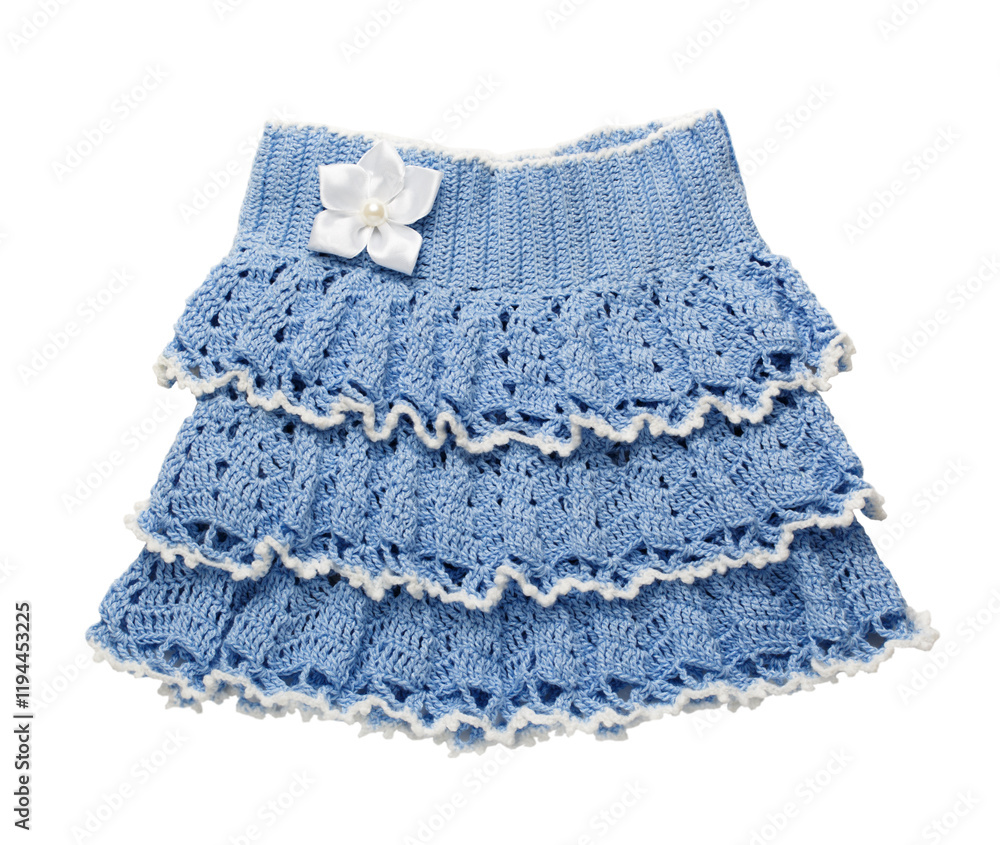 Blue knitted skirt with flower Blue knitted skirt with flower