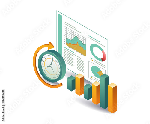 Business graph analysis data monitor screen