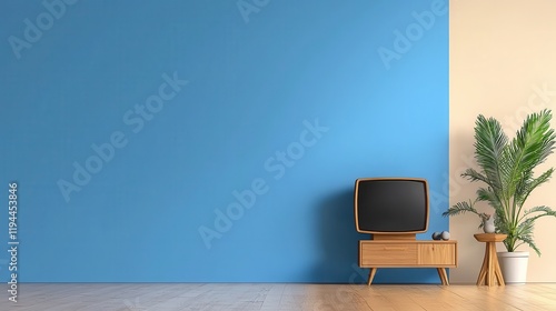 Classic retro television in soft vintage room home decor cozy vibe photo