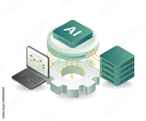 Ai server technology management illustration