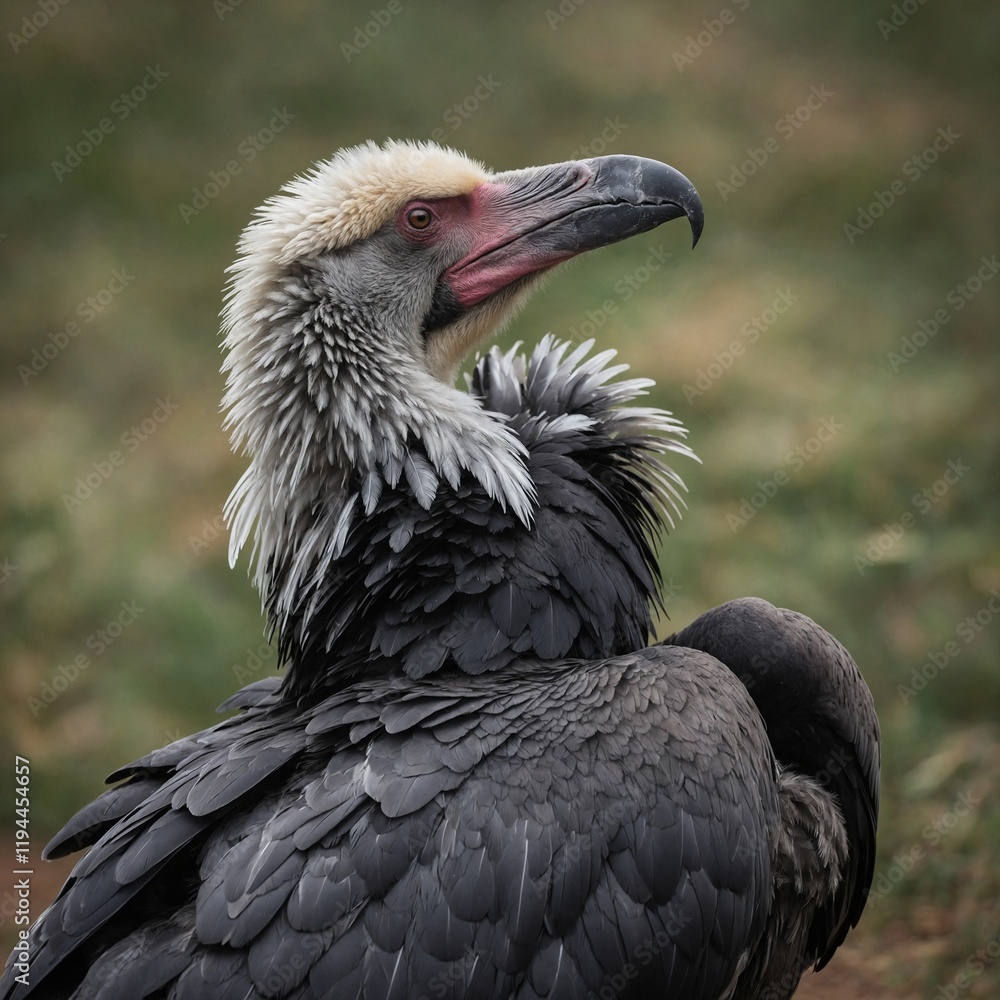 A condor preening its feathers meticulously. A condor preening its feathers meticulously.