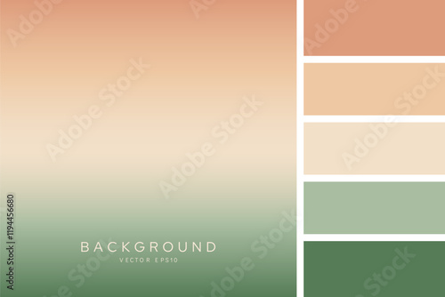 Soft mint green and light brown terracotta beige gradient background with color palette