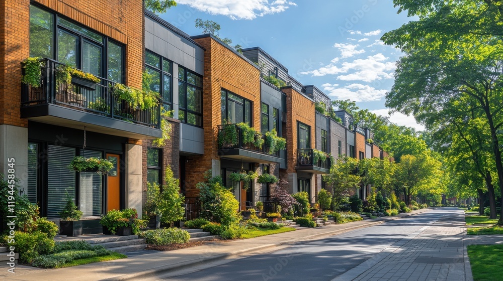 Naklejka premium Luxury Townhouses on a Sunny Day