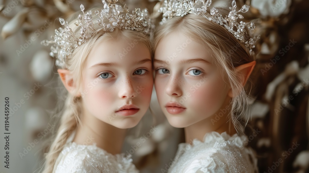 Enchanting Elf Girls in a Mystical Kingdom Setting Enchanting Elf Girls in a Mystical Kingdom Setting