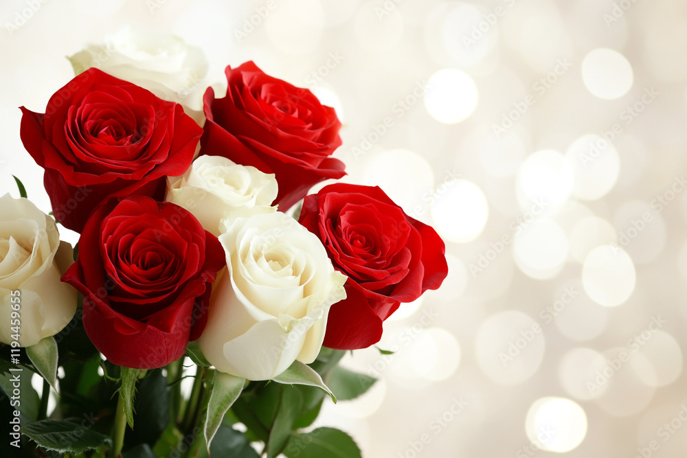 A Heart-Shaped Arrangement of Red and White Roses with Greenery A Heart-Shaped Arrangement of Red and White Roses with Greenery