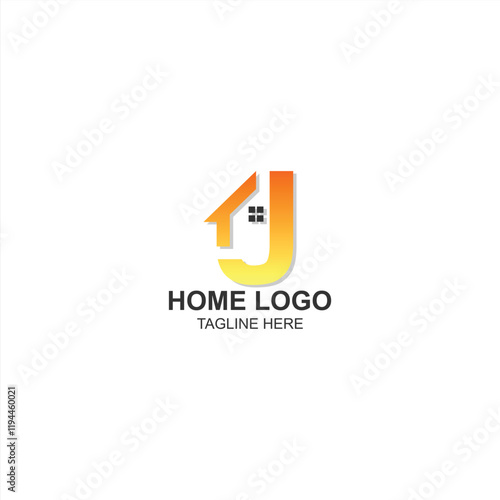 letter j logo icon for home or building identity with creative illustration