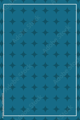 Abstract turquoise portrait background with a repeating star motif and a simple white frame.