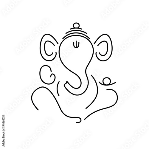 Happy Ganesh Chaturthi Festival greeting with lord Ganesha face illustration. Om or Aum Indian sacred