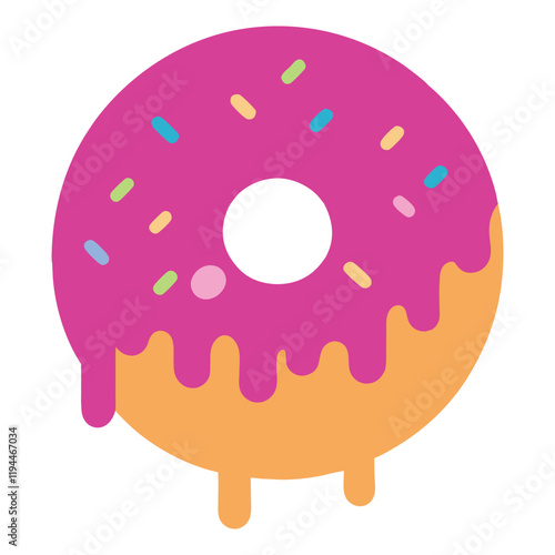 Donut with Sprinkles Clipart Design and Pink Icing Art
