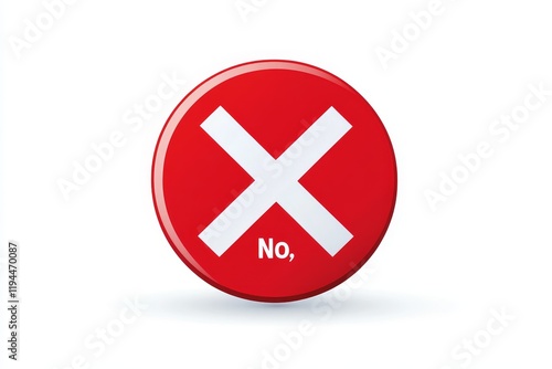 Red round button with white X and 