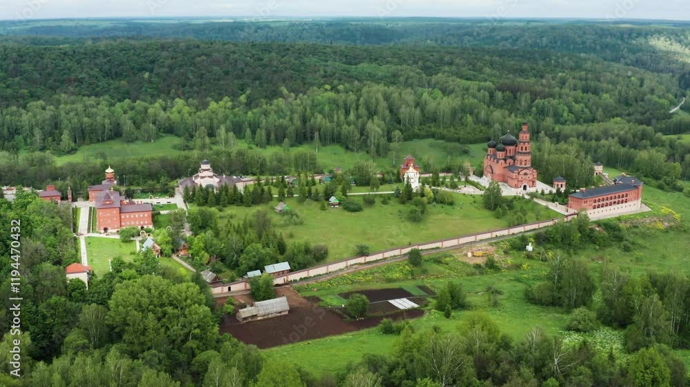 Southern Urals, Bashkortostan, Assumption of St. George Monastery. Aerial view. Southern Urals, Bashkortostan, Assumption of St. George Monastery. Aerial view.