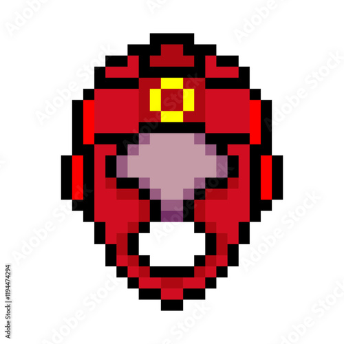 Boxing sport helmet in pixel art style