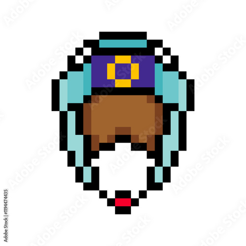 Boxing sport head protector in pixel art style