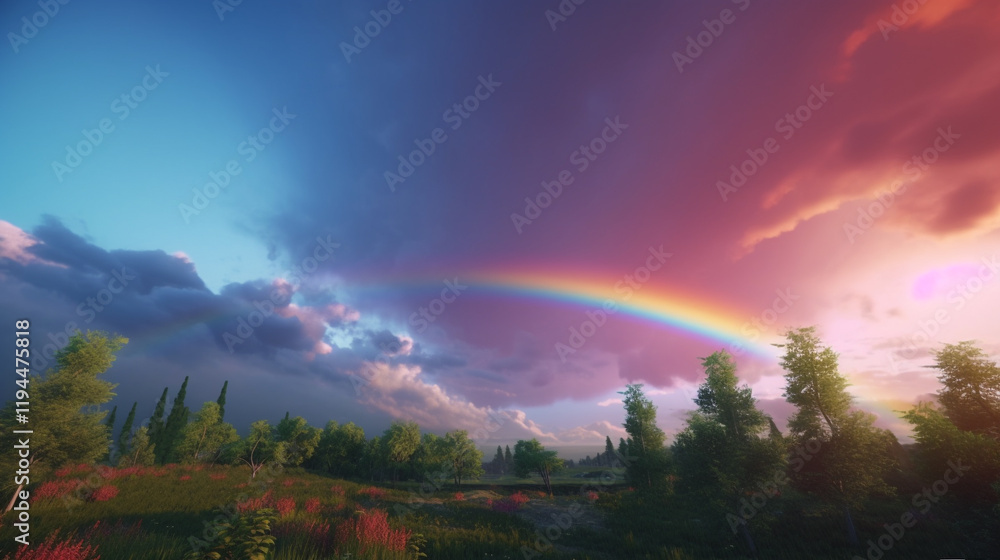 Serene scene of rainbow arching over calm lake, reflecting soft pastel colors in sky. tranquil atmosphere evokes sense of hope and peace rainbow over the sea
Serene scene of rainbow arching over calm lake, reflecting soft pastel colors in sky. tranquil atmosphere evokes sense of hope and peace rainbow over the sea