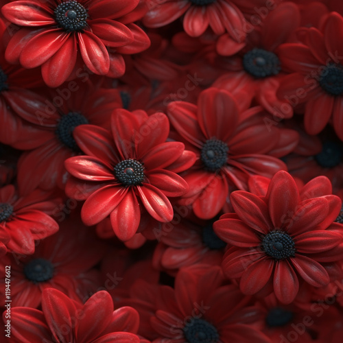 Wallpaper Mural Ded blooming dahlias with vivid colours Vibrant red dahlia flowers in full bloom, showcasing their intricate petals and rich color background texture.
 Torontodigital.ca