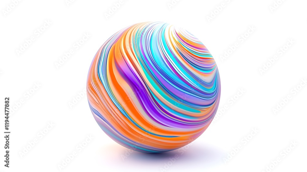 A colorful ball with a swirl pattern A colorful ball with a swirl pattern
