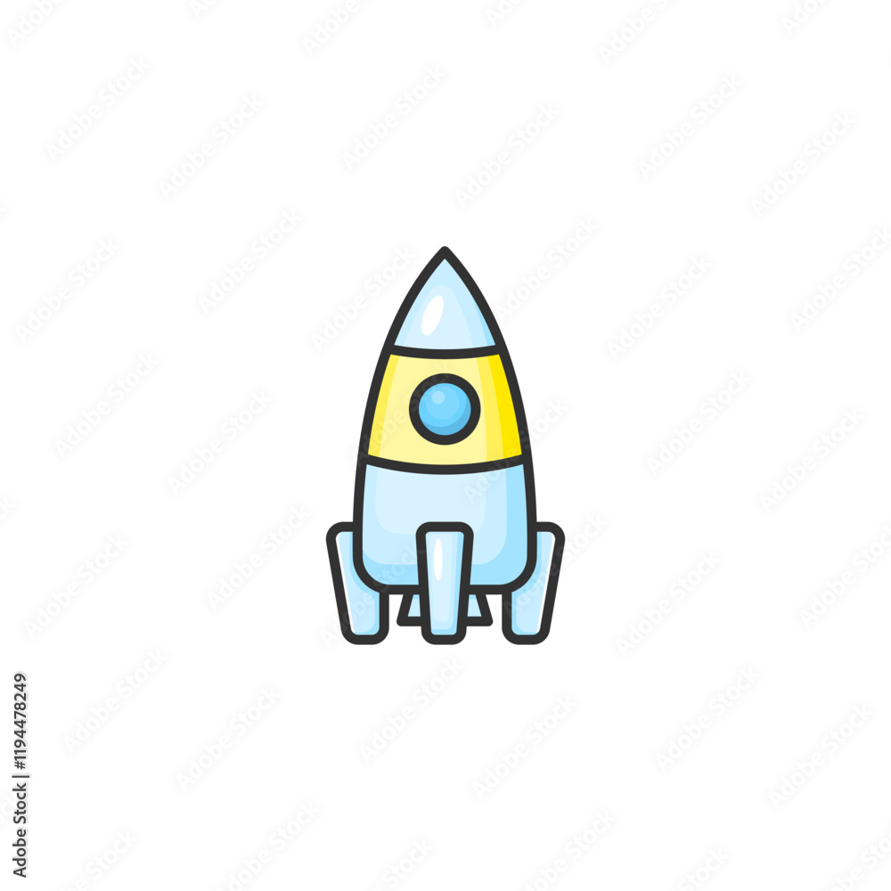 Colorful Cartoon Rocket Ship Isolated on White Background Colorful Cartoon Rocket Ship Isolated on White Background