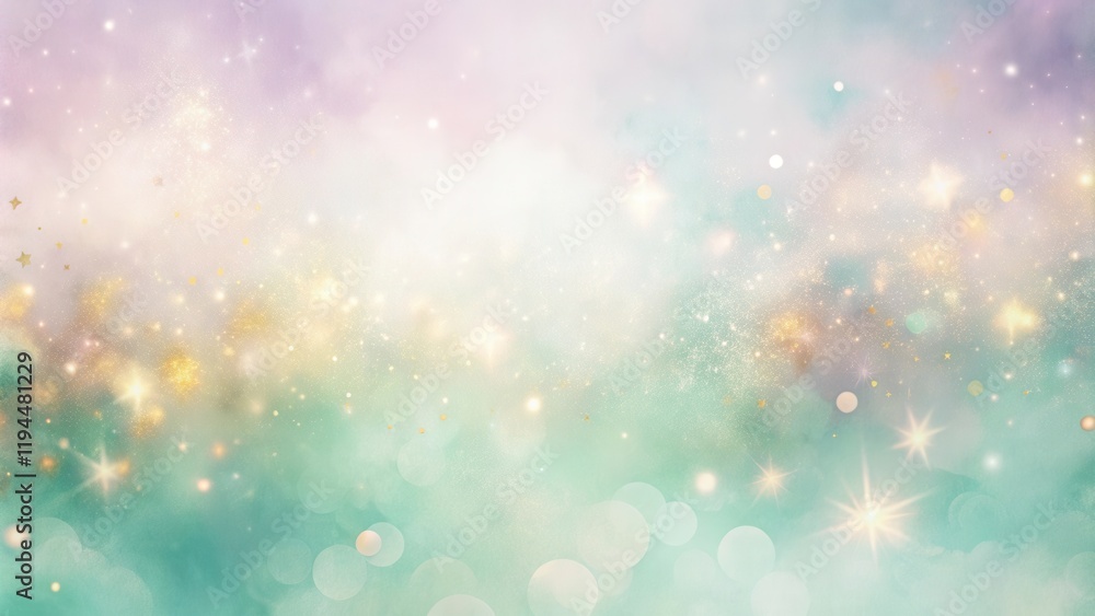 Obraz premium Abstract Dreamy Sky with Golden Stars and Soft Light Bokeh