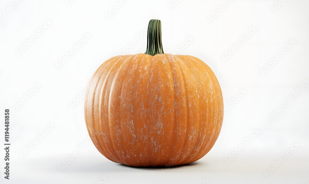 Obraz premium Single ripe orange pumpkin on white background.