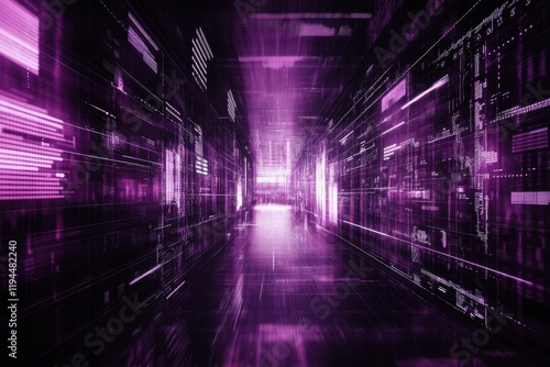 Wallpaper Mural Abstract Purple Data Stream Tunnel, Digital Technology Background Torontodigital.ca