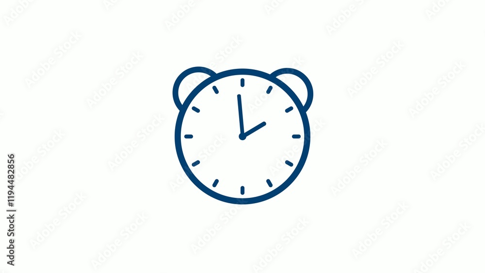 blue dark alarm clock isolated on white background