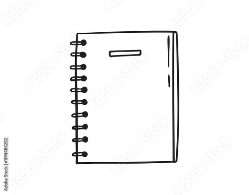 notebook doodle hand drawn icon. Outline drawing notebook line clipart symbol. Isolated doodle exercise book