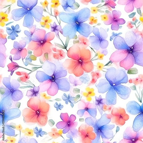 Sweet flower watercolor seamless pattern, soft pastel colors watercolor background 