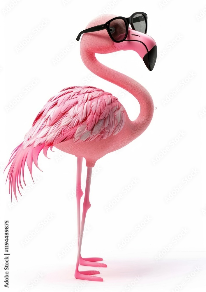 Naklejka premium Stylish flamingo wearing sunglasses
