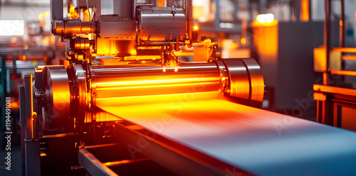 Vibrant printing process in a modern factory showcasing advanced technology and precision machinery photo