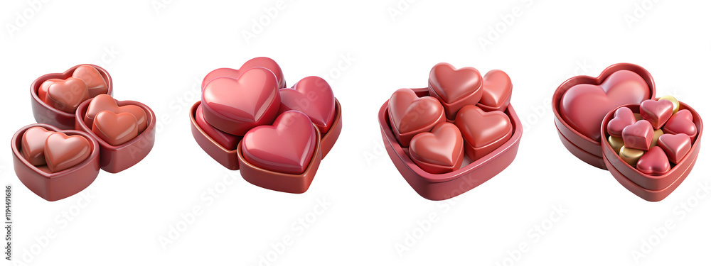 3D Chocolate Collection – Heart-Shaped Boxes with Gourmet Sweets, Transparent PNG
3D Chocolate Collection – Heart-Shaped Boxes with Gourmet Sweets, Transparent PNG