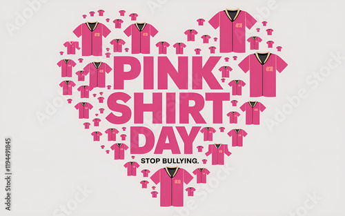 Pink Shirt Day - Heart-Shaped Design of Pink Shirts Promoting Anti-Bullying Awareness