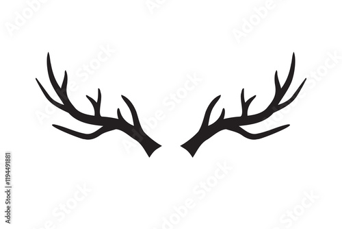 Deer horn silhouette vector illustration icon. Silhouette of reindeer Antler. Etching of buck stag part of skull. 