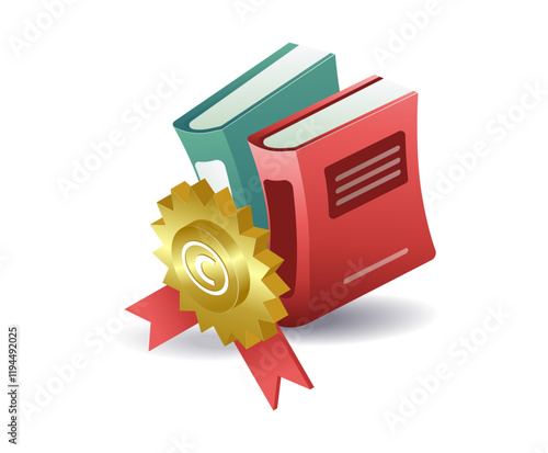 Book with copyright certificate concept illustration