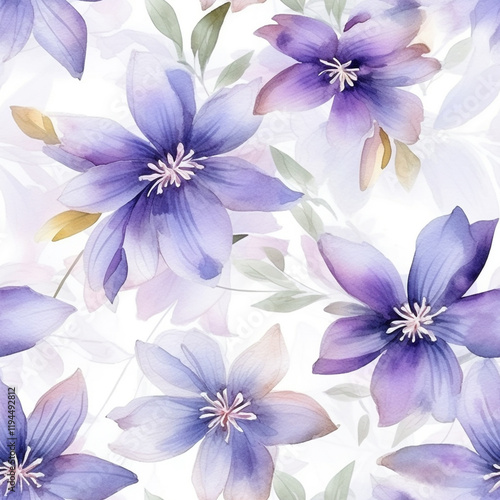 Wallpaper Mural Seamless watercolor design with seamless pattern of orange and yellow flowers on light background a super cute purple flower and petal, seamless patterns, watercolor illustration,

 Torontodigital.ca