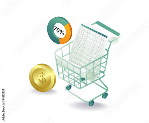 Cart with online shopping details