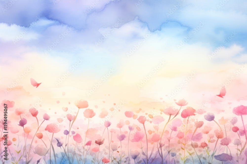 Obraz premium Pastel sky and rose backgrounds outdoors painting.