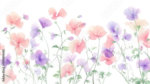 Wallpaper Mural "Whispers of Spring: A Sweet Pea Floral Frame" Torontodigital.ca