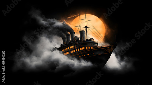 Obraz na płótnie Mysterious Ocean Liner at Night
