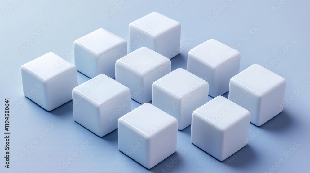 3d illustration white cubes, design with perspective effect 3d illustration white cubes, design with perspective effect