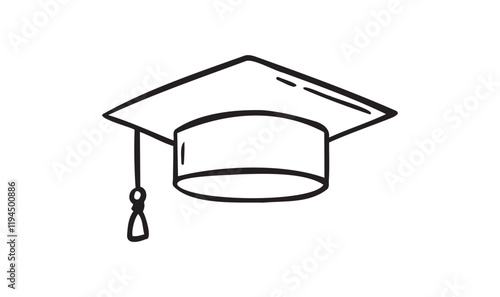 Hand drawn doodle Graduation hat icon. Education hat line for college student drawing